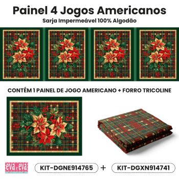 KIT JOGO AMERICANO| PAINEL DE TECIDO SARJA IMPERMEÁVEL | CROCHÊ COLORÊ | KIT-DGNE914765