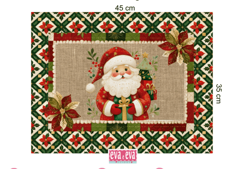 KIT JOGO AMERICANO| PAINEL DE TECIDO SARJA IMPERMEÁVEL | NATAL PATCHWORK | KIT-DGNP914746