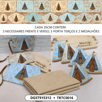 KIT NECESSAIRE E PORTA TERÇO | PAINEL DE TECIDO SARJA IMPERMEÁVEL | RELIGIOSO | KIT-DGST915312