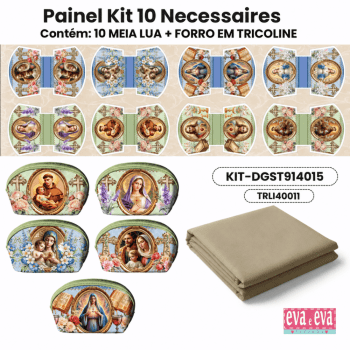KIT 10 NECESSAIRES | PAINEL DE TECIDO SARJA IMPERMEÁVEL COM FORO EM TRICOLINE | Religioso - Santos| KIT-DGST914015 KIT 10 NECESSAIRES | PAINEL DE TECIDO SARJA IMPERMEÁVEL COM FORO EM TRICOLINE | Religioso - Santos| KIT-DGST914015