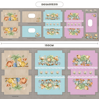 Tecido Painel em Sarja Impermeável 100% Algodão | Kit 3 Necessaires Baby | Infantil - Sonhos e Aventuras| KIT-DGSA915319