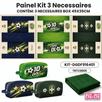 KIT 3 NECESSAIRES | PAINEL DE TECIDO SARJA IMPERMEÁVEL COM FORO EM TRICOLINE | DOMINGO DE FUTEBOL | KIT-DGDF916401 KIT 3 NECESSAIRES | PAINEL DE TECIDO SARJA IMPERMEÁVEL COM FORO EM TRICOLINE | DOMINGO DE FUTEBOL | KIT-DGDF916401