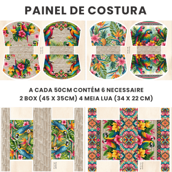 Tecido Painel em Sarja Impermeável 100% Algodão | Kit 6 Necessaires | Floral - Beleza Tropical| KIT-DGBT913902