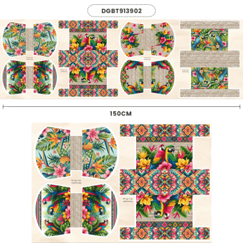 Tecido Painel em Sarja Impermeável 100% Algodão | Kit 6 Necessaires | Floral - Beleza Tropical| KIT-DGBT913902