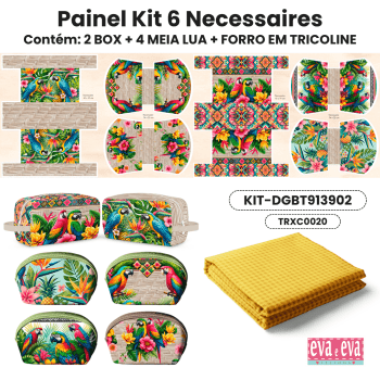 KIT 6 NECESSAIRES | PAINEL DE TECIDO SARJA IMPERMEÁVEL COM FORO EM TRICOLINE | Floral - Beleza Tropical| KIT-DGBT913902 KIT 6 NECESSAIRES | PAINEL DE TECIDO SARJA IMPERMEÁVEL COM FORO EM TRICOLINE | Floral - Beleza Tropical| KIT-DGBT913902