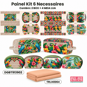 KIT 6 NECESSAIRES | PAINEL DE TECIDO SARJA IMPERMEÁVEL COM FORRO EM TRICOLINE | Floral - Beleza Tropical| KIT-DGBT913902 KIT 6 NECESSAIRES | PAINEL DE TECIDO SARJA IMPERMEÁVEL COM FORRO EM TRICOLINE | Floral - Beleza Tropical| KIT-DGBT913902