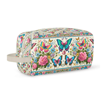 Tecido Painel em Sarja Impermeável 100% Algodão | Kit 6 Necessaires | Floral - Borboletas Encantadas | KIT-DGBE914255