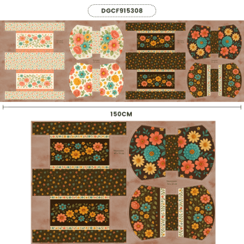 Tecido Painel em Sarja Impermeável 100% Algodão | Kit 6 Necessaires | Floral - Caminho das Flores| KIT-DGCF915308