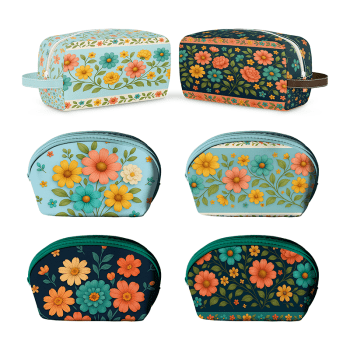 Tecido Painel em Sarja Impermeável 100% Algodão | Kit 6 Necessaires | Floral - Caminho das Flores| KIT-DGCF915309