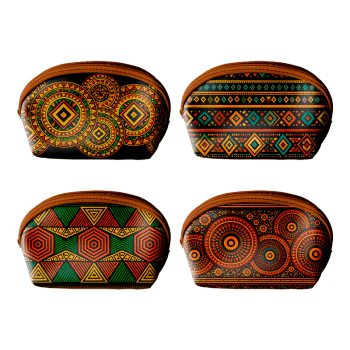 Tecido Painel em Sarja Impermeável 100% Algodão | Kit 6 Necessaires | Mandalas Africanas | KIT-DGMA916514