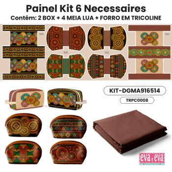 KIT NECESSAIRE | PAINEL DE TECIDO SARJA IMPERMEÁVEL COM FORO EM TRICOLINE | Mandalas Africanas | KIT-DGMA916514 KIT NECESSAIRE | PAINEL DE TECIDO SARJA IMPERMEÁVEL COM FORO EM TRICOLINE | Mandalas Africanas | KIT-DGMA916514