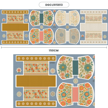 Tecido Painel em Sarja Impermeável 100% Algodão | Kit 6 Necessaires | Floral - Crochê Colorê | KIT-DGCL915813