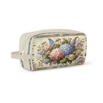 Tecido Painel em Sarja Impermeável 100% Algodão | Kit 6 Necessaires | Floral - Hortênsias e Rosas | KIT-DGHR916697