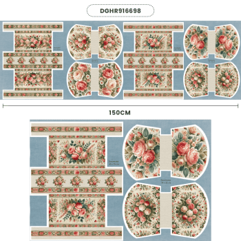 Tecido Painel em Sarja Impermeável 100% Algodão | Kit 6 Necessaires | Floral - Hortênsias e Rosas| KIT-DGHR916698