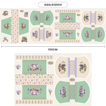 Tecido Painel em Sarja Impermeável 100% Algodão | Kit 6 Necessaires | Floral - Simplesmente Lavanda | KIT-DGSL912904