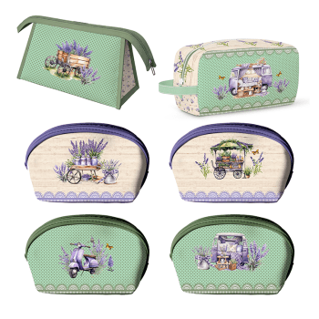 Tecido Painel em Sarja Impermeável 100% Algodão | Kit 6 Necessaires | Floral - Simplesmente Lavanda | KIT-DGSL912904