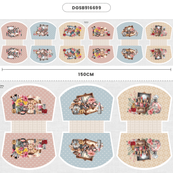 Tecido Painel em Sarja Impermeável 100% Algodão | Kit 6 Necessaires | Floral - Studio Beleza | KIT-DGSB916699