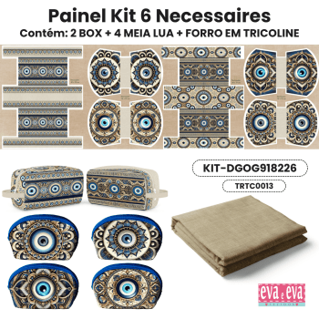 KIT NECESSAIRE | PAINEL DE TECIDO SARJA IMPERMEÁVEL COM FORO EM TRICOLINE | Geométrico - Olho Grego | KIT-DGOG918226 KIT NECESSAIRE | PAINEL DE TECIDO SARJA IMPERMEÁVEL COM FORO EM TRICOLINE | Geométrico - Olho Grego | KIT-DGOG918226