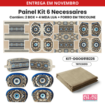 KIT 6 NECESSAIRES | PAINEL DE TECIDO SARJA IMPERMEÁVEL COM FORRO EM TRICOLINE | Geométrico - Olho Grego | KIT-DGOG918226 KIT 6 NECESSAIRES | PAINEL DE TECIDO SARJA IMPERMEÁVEL COM FORRO EM TRICOLINE | Geométrico - Olho Grego | KIT-DGOG918226