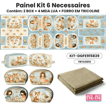 KIT NECESSAIRE | PAINEL DE TECIDO SARJA IMPERMEÁVEL COM FORO EM TRICOLINE | Infantil - Floresta Encantada| KIT-DGFE915839 KIT NECESSAIRE | PAINEL DE TECIDO SARJA IMPERMEÁVEL COM FORO EM TRICOLINE | Infantil - Floresta Encantada| KIT-DGFE915839