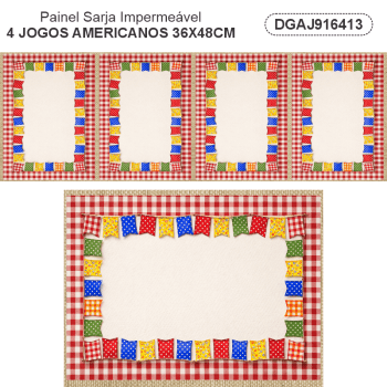 TECIDO SARJA IMPERMEAVEL 100% ALGODÃO - ARRAIÁ JUNINO - JOGO AMERICANO FESTA JUNINA - DGAJ916413
