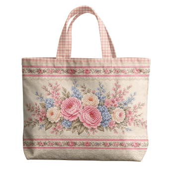 TECIDO SARJA IMPERMEAVEL 100% ALGODÃO- ATELIÊ DO AMOR - KIT BOLSA E NECESSAIRE - FLORAL -DGAA916650