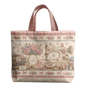 TECIDO SARJA IMPERMEAVEL 100% ALGODÃO- ATELIÊ DO AMOR - KIT BOLSA E NECESSAIRE - FLORAL -DGAA916652
