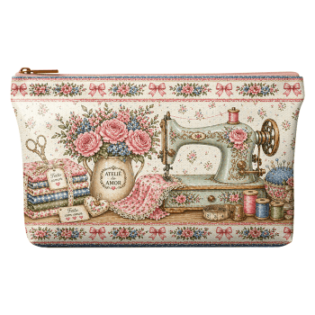 TECIDO SARJA IMPERMEAVEL 100% ALGODÃO- ATELIÊ DO AMOR - KIT BOLSA E NECESSAIRE - FLORAL -DGAA916652