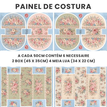 TECIDO SARJA IMPERMEAVEL 100% ALGODÃO - ATELIÊ DO AMOR - KIT NECESSAIRE - FLORAL - DGAA916677