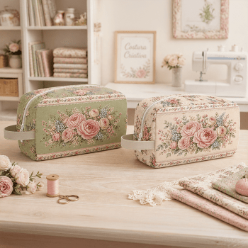 TECIDO SARJA IMPERMEAVEL 100% ALGODÃO - ATELIÊ DO AMOR - KIT NECESSAIRE - FLORAL - DGAA916677