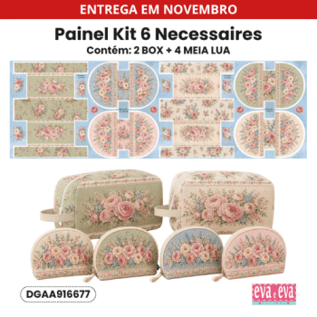Tecido Sarja Impermeável Painel de Bolsa + 2 Necessaires Atelie Floral Costura Criativa DIY - DGAA916677 Tecido Sarja Impermeável Painel de Bolsa + 2 Necessaires Atelie Floral Costura Criativa DIY - DGAA916677