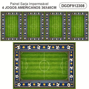 TECIDO SARJA IMPERMEAVEL 100% ALGODÃO-DOMINGO DE FUTEBOL- COPA DO MUNDO JOGO AMERICANO - DGDF912308