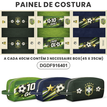 TECIDO SARJA IMPERMEAVEL 100% ALGODÃO-DOMINGO DE FUTEBOL- COPA DO MUNDO KIT NECESSAIRE - DGDF916401
