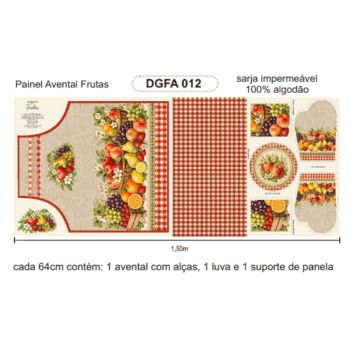 Painel Avental Frutas em Tecido Sarja Impermeável 100% Algodão – Feira da Fazenda DGFA917167