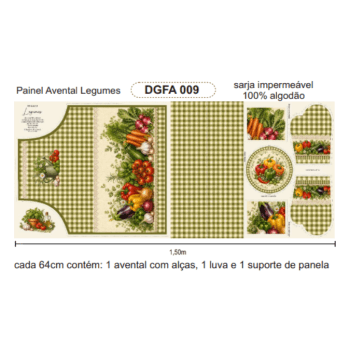 Painel Avental Legumes em Tecido Sarja Impermeável 100% Algodão – Feira da Fazenda DGFA917164