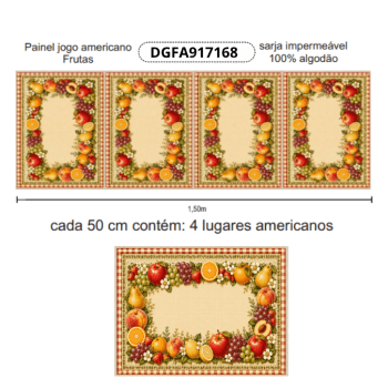 TECIDO SARJA IMPERMEAVEL 100% ALGODÃO -FEIRA DA FAZENDA- PAINEL JOGO AMERICANO FRUTAS - DGFA917168 TECIDO SARJA IMPERMEAVEL 100% ALGODÃO -FEIRA DA FAZENDA- PAINEL JOGO AMERICANO FRUTAS - DGFA917168