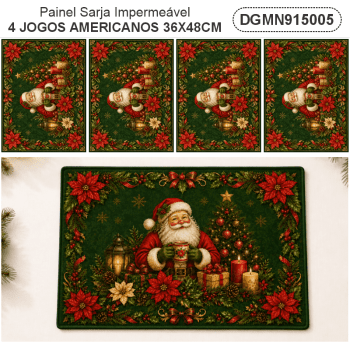 TECIDO SARJA IMPERMEAVEL 100% ALGODÃO - MAGIA DE NATAL - JOGO AMERICANO - DGMN915005