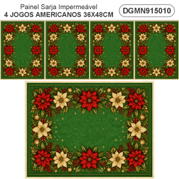 TECIDO SARJA IMPERMEAVEL 100% ALGODÃO - MAGIA DE NATAL - JOGO AMERICANO - DGMN915010