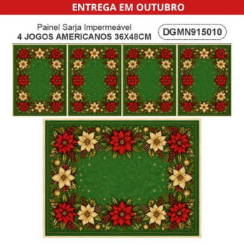 Tecido Sarja Impermeável Painel com 4 Jogos Americanos Mesa Posta Natal Costura Criativa DIY - DGMN915010 Tecido Sarja Impermeável Painel com 4 Jogos Americanos Mesa Posta Natal Costura Criativa DIY - DGMN915010