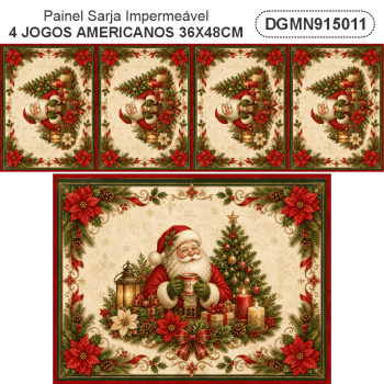 TECIDO SARJA IMPERMEAVEL 100% ALGODÃO - MAGIA DE NATAL - JOGO AMERICANO - DGMN915011