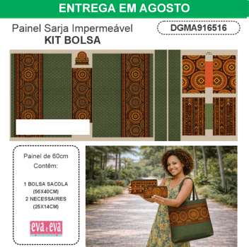 PAINEL EM TECIDO DE SARJA IMPERMEÁVEL 100% ALGODÃO | BOLSA + 2 NECESSAIRES | MANDALAS AFRICANAS | DGMA916516