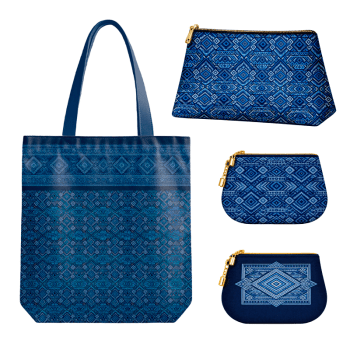 TECIDO SARJA IMPERMEAVEL 100% ALGODÃO - MANDALAS AFRICANAS - ECOBAG E NECESSAIRE AZUL - DGMA916487