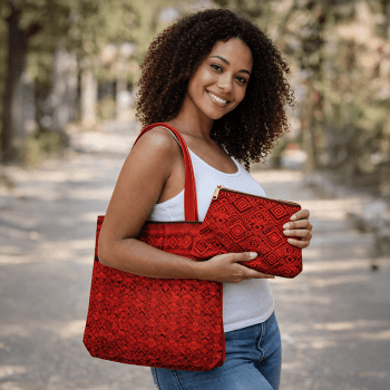 TECIDO SARJA IMPERMEAVEL 100% ALGODÃO - MANDALAS AFRICANAS - ECOBAG E NECESSAIRE VERMELHA-DGMA916521