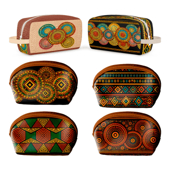 TECIDO SARJA IMPERMEAVEL 100% ALGODÃO - MANDALAS AFRICANAS - KIT NECESSAIRE - DGMA916514 TECIDO SARJA IMPERMEAVEL 100% ALGODÃO - MANDALAS AFRICANAS - KIT NECESSAIRE - DGMA916514