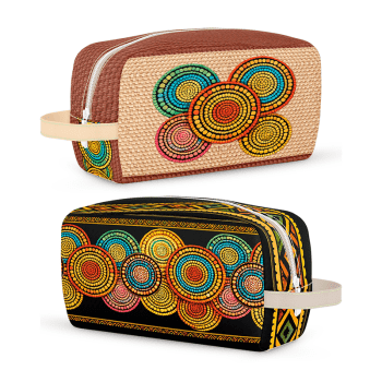 TECIDO SARJA IMPERMEAVEL 100% ALGODÃO - MANDALAS AFRICANAS - KIT NECESSAIRE - DGMA916514