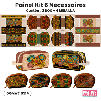 TECIDO SARJA IMPERMEAVEL 100% ALGODÃO - MANDALAS AFRICANAS - KIT NECESSAIRE - DGMA916514 TECIDO SARJA IMPERMEAVEL 100% ALGODÃO - MANDALAS AFRICANAS - KIT NECESSAIRE - DGMA916514