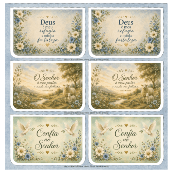 Painel 9 Necessaires Cristãs em Tecido Sarja Impermeável 100% Algodão – Mensagens de Fé DGST917042