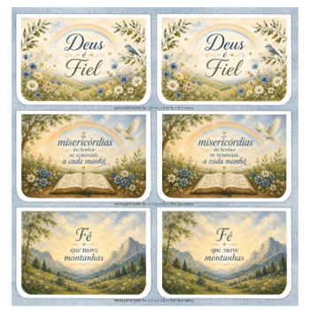 Painel 9 Necessaires Cristãs em Tecido Sarja Impermeável 100% Algodão – Mensagens de Fé DGST917042