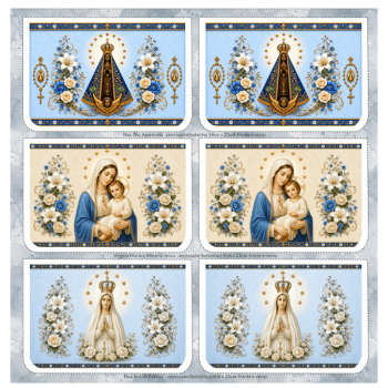 Painel 9 Necessaires Nossa Senhora em Tecido Sarja Impermeável 100% Algodão – Mensagens de Fé DGST917043