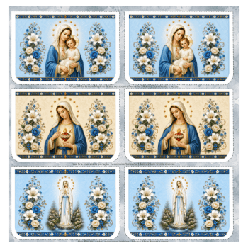 Painel 9 Necessaires Nossa Senhora em Tecido Sarja Impermeável 100% Algodão – Mensagens de Fé DGST917043